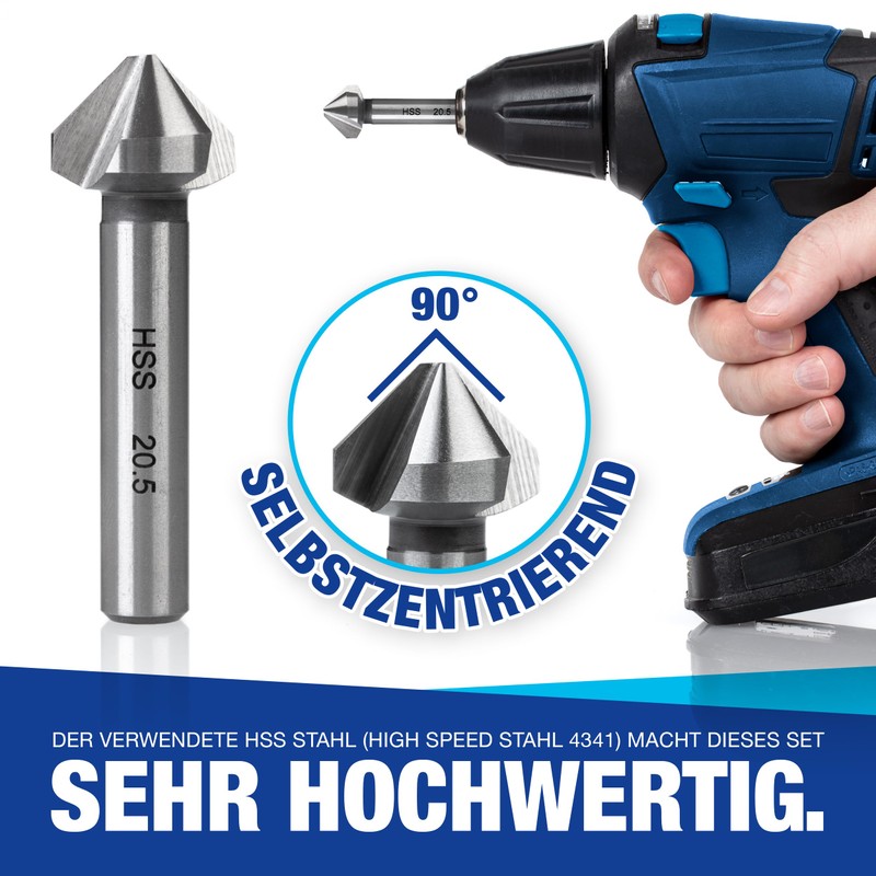 NTG Countersink Set, 6.3 - 20.5 mm, 6 Pieces, 90°
