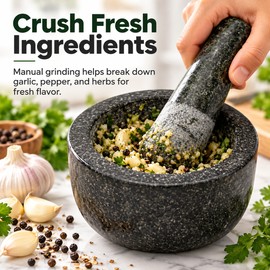 Ceramic Mortar and Pestle for Food Grinding – Compact 3.74 x 1.97-Inch Kitchen Mill for Herbs, Spices, Salsa and Avocado