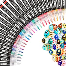 Acrylic Paint Markers Pens set with 24 Colors Acrylic Paint Pens for Rocks Painting, Stone, Ceramic, Glass, Wood, Fabric, Canvas, Pumpkin Decorating Kit, DIY Crafts Making Art Supplies,Quick-Dry