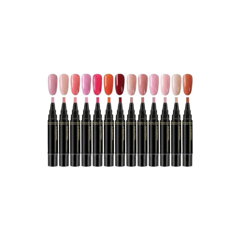 2 juegos de bolígrafos de esmalte uñas gel, 12 colores,