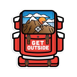 Retroplanet Vinyl Sticker; Get Outside Backpack Die Cut Vinyl Sticker