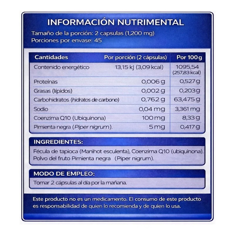 Coenzima Q10 Antioxidante Cápsulas Essentials