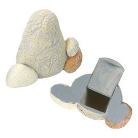 uxcell Fake Rock Hidden Key Box, Hide a Spare Key Waterproof Key Hider, Key Storage Lock Box Stone for Outside Garden Decoration, Light Grey