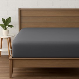 LINENOVA King Single Fitted Sheet – Ultra Soft 1800TC Double Brushed Microfiber, Deep Pocket Fits Mattresses up to 40cm – 1 Piece -Dark Gray