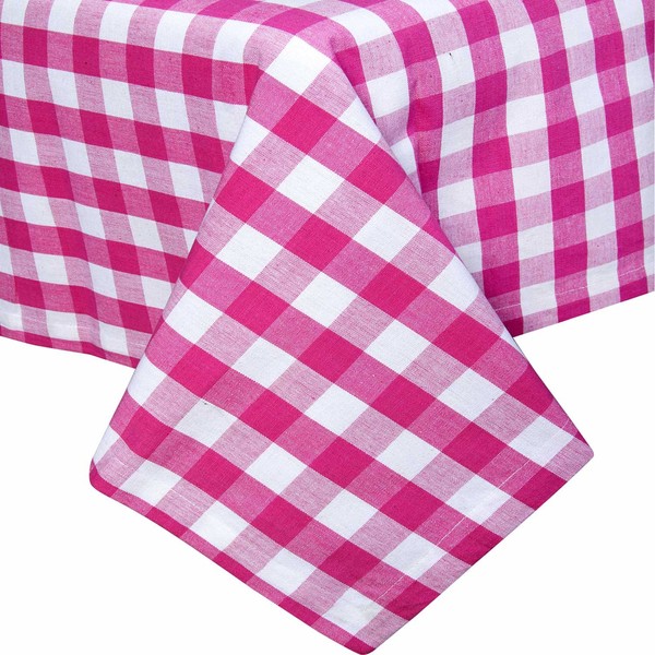 Homescapes Table Cloth Checked Block Check 100% Pure Cotton Tablecloth