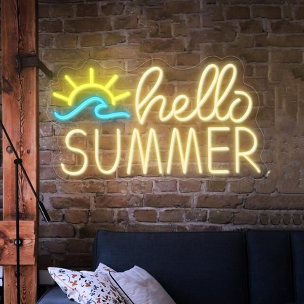 Hello Summer Neon Signs Led Acrylic Dimmable Reusable and Hanging