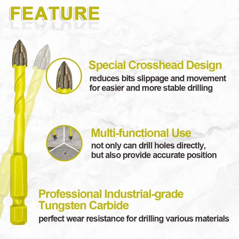 SANLEETEK Masonry Carbide Drill Bits Set - 10pcs 5MM*2+6MM*4+8MM*2+10MM+12MM Tungsten