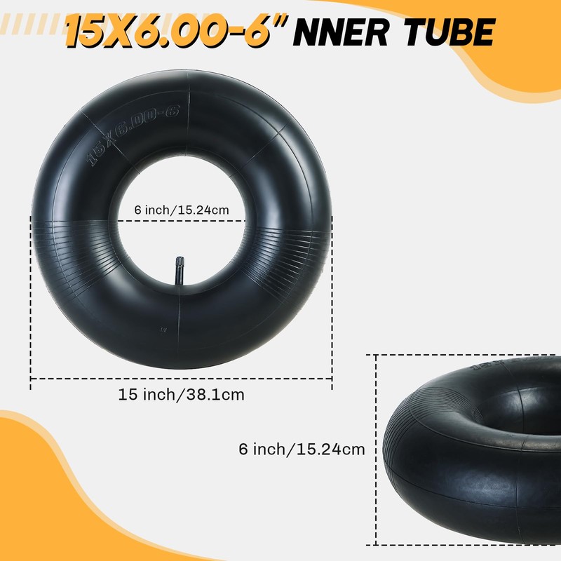 weyleity 2 Pack 15x6.00-6 Inner Tube | Durable Replacement Tire