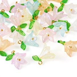 Beadthoven Flower Charms for Necklace Bracelet Earring Jewelry Making Glass Acrylic