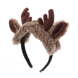 FRCOLOR Fluffy Deer Antlers Headband for Women Soft Reindeer Ear Hair Accessory for Holiday Parties Cosplay and Festive Celebrations
