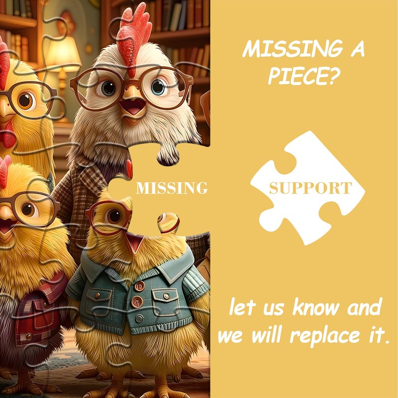 Funny Chicken Puzzles for Adults 1000 Pieces, Cozy Chicken Study