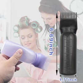ELANE 4 Pack Root Comb Applicator Bottle, Oil Comb Applicator for Hair Dye & Shampoos, Hair Salons (2 Black + 2 Purple)