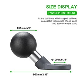 FANAUE MB-1UK Angled Bolt Head Adapter Ball Base with 10mm Mounting Hole for RAM Mounts B Size Double Socket Arm and Bike Motorcycle Phone Holder, Aluminum 1" Ball Head for Mirrors Lever or Round Bar