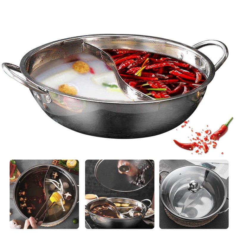Futchoy 1 Pcs Stainless Steel Hot Pot 4L Round Hot