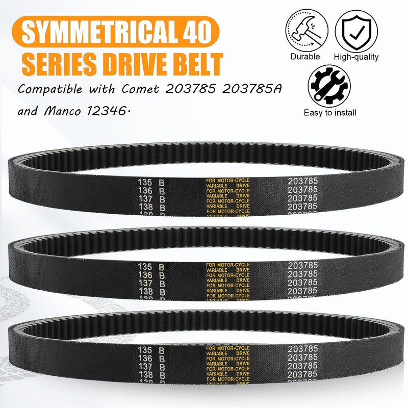QAZAKY 3 Pcs Drive Belt Compatible with Comet 203785 203785A