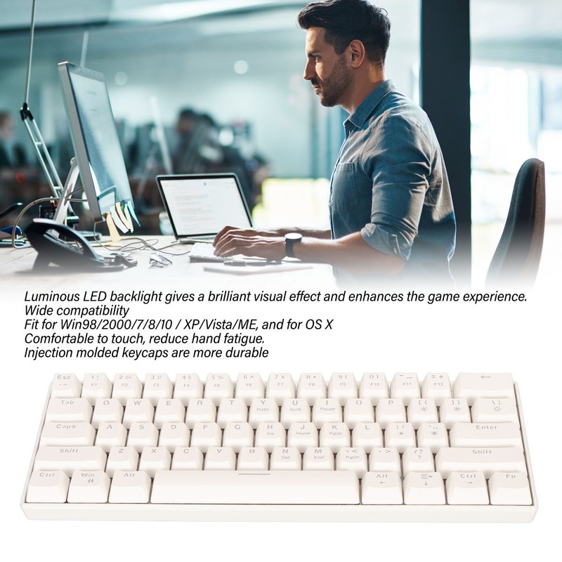 61 Key Mechanical Keyboard Portable Compact 60% Gaming Keyboard with