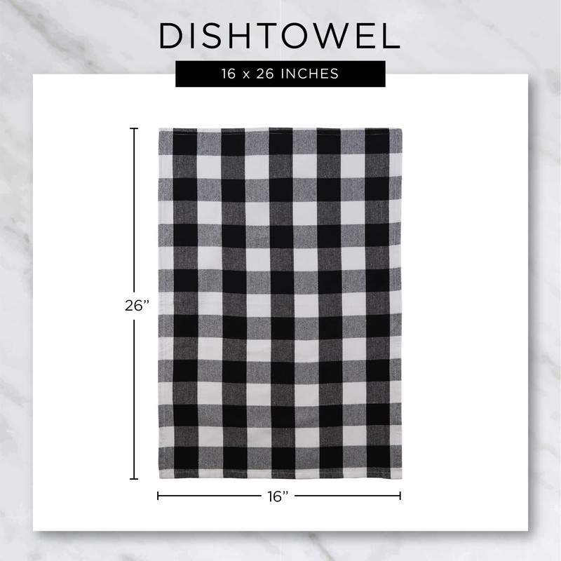 DII Basic Terry Collection Windowpane Dishtowel Set, 16x26, Stone, 4