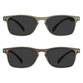 proSPORT Reading Sunglass Reader No Line +2.25 Men Women Flexible Light-Weight NOT BIFOCAL Grey and Brown Frame