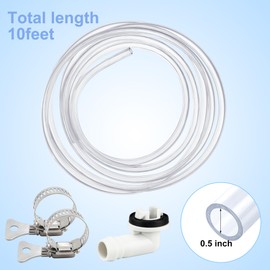 10 Ft Air Conditioner Drain Hose Set Portable Universal AC Drain Pipe Replacement 3/5 Inch Hose Leakproof Ac Hose Connector and Metal Clamp for Mini-Split Unit and Window AC Conditioner Unit Parts