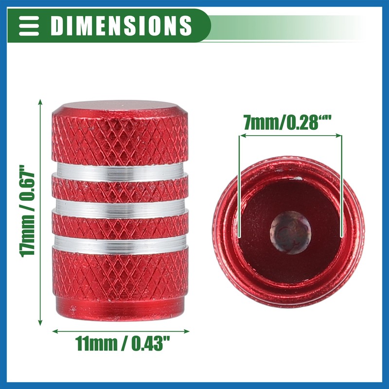 A ABSOPRO Universal Tire Valve Stem Caps, 17mm, Aluminum Alloy,