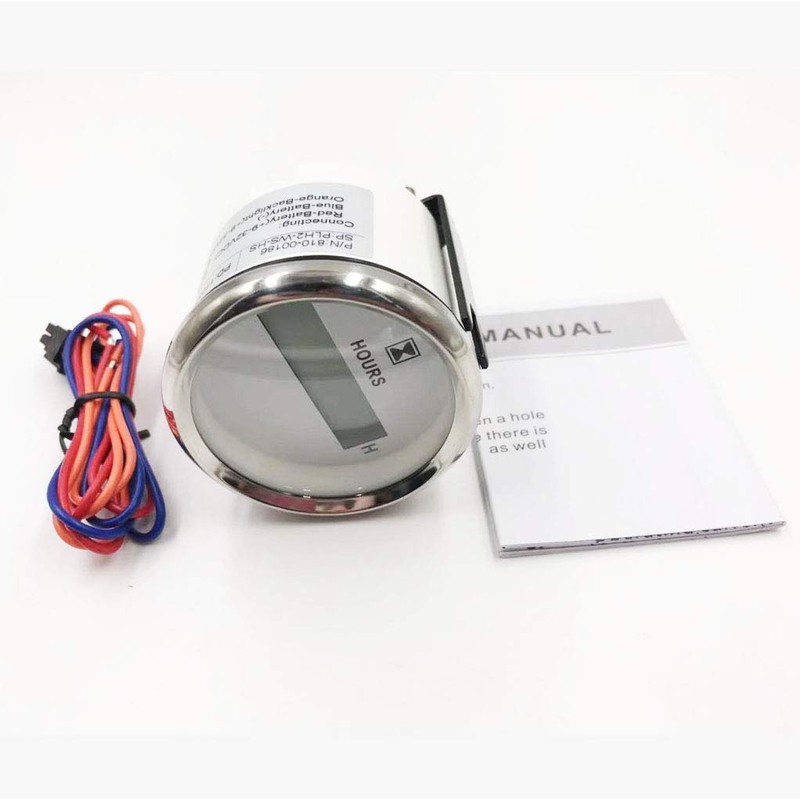 BLUERICE 52MM 2" Hour Meter Gauge Red Backlight for Marine