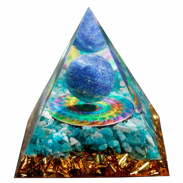 Orgonite Pyramids Lapis Lazuli Aquamarine Energy Seal Healing Crystal Reiki Orgone Pyramid Positive Energy Chakra