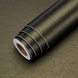LACHEERY 16"x276" Brushed Stainless Steel Contact Paper Peel and Stick Kitchen Contact Paper Waterproof Heat Resistant Removable Bronze Metallic Peel and Stick Wallpaper Roll for Stove Fridge Film