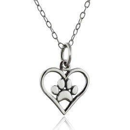FashionJunkie4Life Sterling Silver Paw Print Necklaces for Women, Sterling Silver