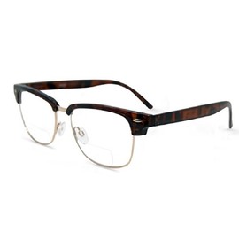 Pink Ribbon Shades Semi Rimless Metal Clear Bifocal Reading Glasses - Tortoise 1.75
