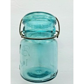 Vintage Blue Ball Ideal Canning Jar with Lid Wire Bale Pat'd July 14, 1908