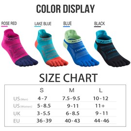 AONIJIE Calcetines de 5 Dedos Calcetines Deportivos de Alto Rendimiento Para Hombres y Mujeres Suaves, Cómodos y Transpirables (Tobilleros - 3 Pares) Grande