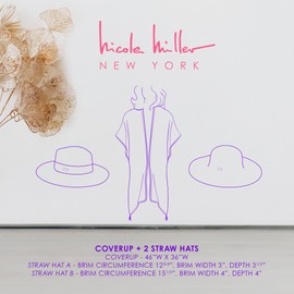 Nicole Miller Women's 2 Sun Beach Coverup, Straw Hat & Duster-Coral/Lavender, Standard