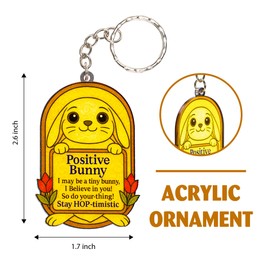 Rusaten Positive Bunny Keychain Inspirational Gifts For Women Men, Positive Bunny Gifts For Women, Birthday Valentine Emotional Support Gift For Teacher, Mom, Dad, Daughter, Friend, Coworker