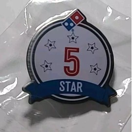 dominos *RETIRED* Domino's Pizza Hat Pin 5 FIVE STAR OER INSPECTION