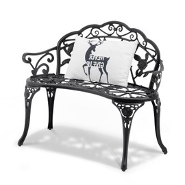 VEVOR 480 lbs Load Capacity, 38.8 inches Metal, Outdoor Backrest and Armrests, Patio Bench for Garden, Park, Yard, Front Porch, Black