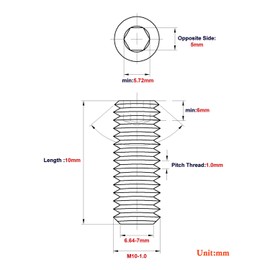 Junter 30pcs M10-1.0 x 10mm Fine Thread Metric A2 Stainless Steel Flat Point Grub Hex Socket Set Screws Metric DIN913