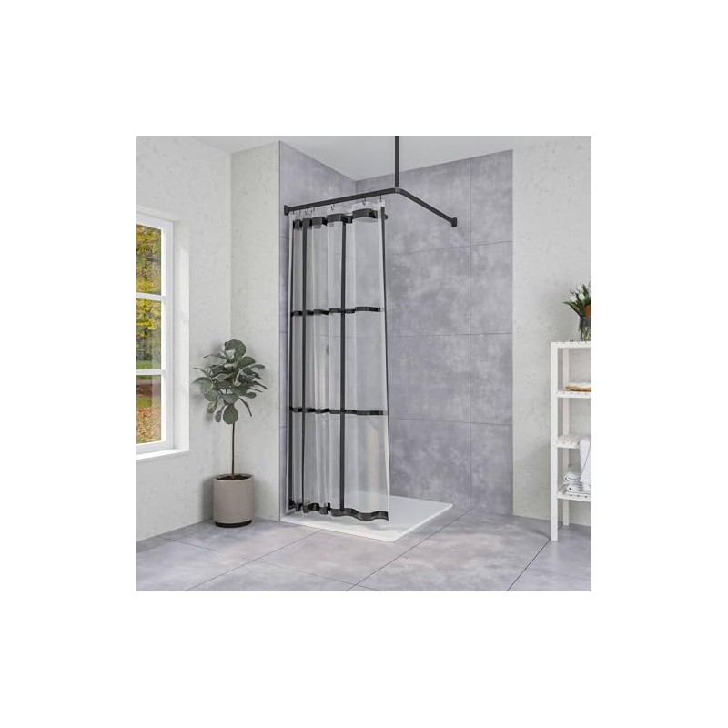 Sealskin Brix Shower Curtain PEVA PVC Free Waterproof Bath Shower
