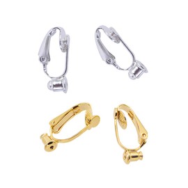 Healifty Clip On Ear Cuff with Eyelet, Earring Blanks for Women Girls Without Pierced Ears, DIY Ear Jewellery Accessories, Pack of 20 (Golden and Silver)