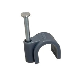 50 x Grey Round Cable Clips Cable Holder 5mm with Fixing Nails