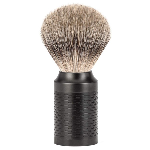MÜHLE Rocca Jet Black Stainless Steel Silvertip Badger Shaving Brush (091M96JET)