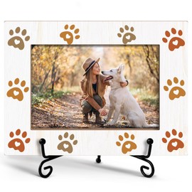 Yuansail Pet Picture Frame - 4x6 Wooden Dog Paw Print Memorial Keepsake