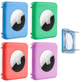 Elevation Lab TagVault™ AirTag Pin de seguridad (4 unidades) – El mejor soporte AirTag para niños | Perfil bajo, no cuelga (azul, rojo, verde, morado)