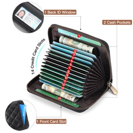 FALAN MULE Wallet Women Credit Card Holder Wallet RFID Blocking Leather Small Wallet for Women with Wristlet