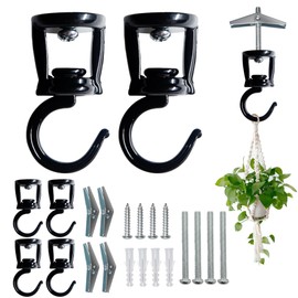 ONIKK Ceiling Hooks for Hanging Plants (4 PCS Black), Heavy Duty Metal Plant Hooks, Screw in Hooks for Hanging Birdfeeders, Lamps, Planters, Indoor Outdoor Wall Baskets Hooks up to 33 lbs