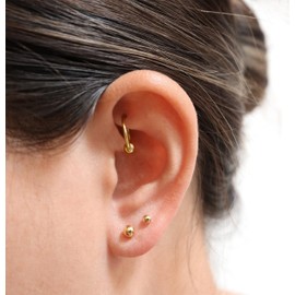 14K Gold Plating Tiny 3MM Minimalist Round Ball Stud Earrings Micro 20G Cartilage Piercing Ear Studs Mini Bead Post Earrings for Women&Men