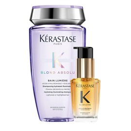 KÉRASTASE SET Shampoo Bain Lumiere 250 ml + Elixir Ultime 30 ml | Rutina hidratante + reparación para cuidado del cabello rubio