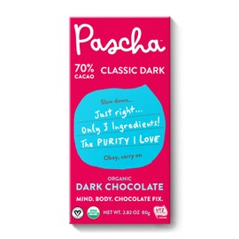 Pascha Organic Dark Chocolate Bars, 70% Cacao, UTZ, Gluten Free, Non GMO, 2.82 oz, Pack of 10
