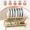 KKTONER Bamboo Dish Drying Rack 2 Tier Foldable Plate Organizer
