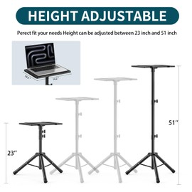 GLEAM Projector Stand Tripod from 23" to 51", Laptop Tripod Stand with Elastic Band, Height Adjustable for Office, Home, Stage, Studio, Multifunctional DJ Rack Stand