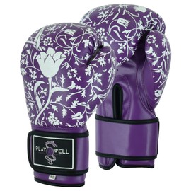 Playwell Beginners Range: Ladies, Girls Boxing Sparring Fight Gloves Purple Flower Series (8oz)